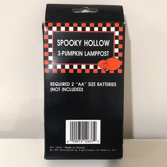 Vintage Spooky Hollow 3-Pumpkin Ghosts Lamp Post & Ghost Fence Accessories Rare - Picture 6 of 14